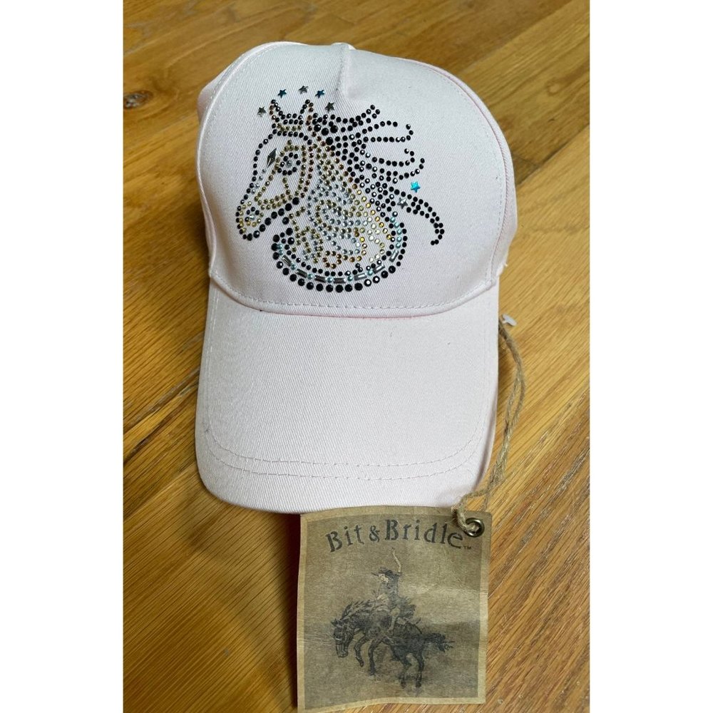 Pink horse bling baseball cap